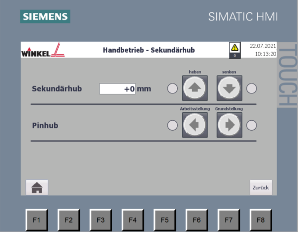 Einrichtbild in WinCC mit KTP700 basic